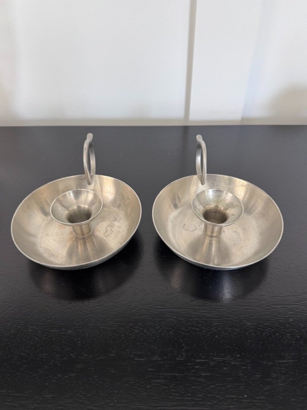 Danforth Pewter Candlestick Holders (Set of 2),Authentic by Judi Danforth,1989 - Picture 2 of 7
